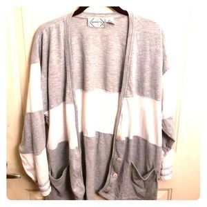 white and grey stripe jacket